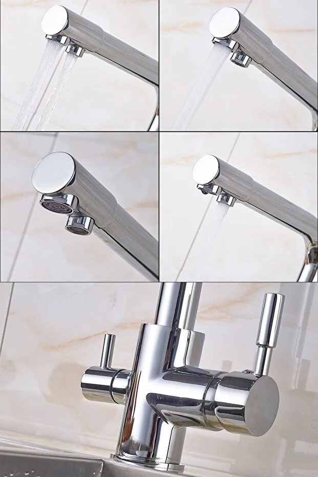 Arıtma Çıkışlı 3 Yollu Musluk Mutfak Eviye Bataryası